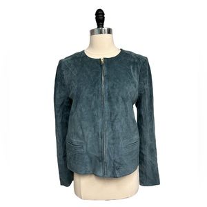 Tory Burch smoky topaz teal leather jacket